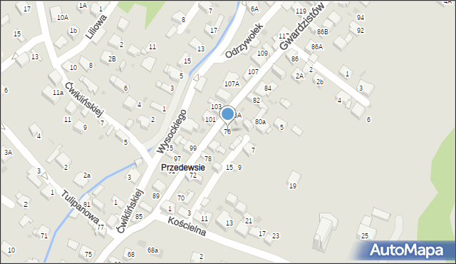 Jaworzno, Gwardzistów, 76, mapa Jaworzno