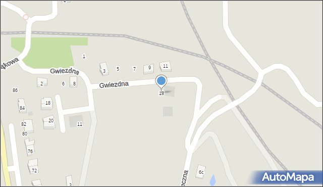 Kościerzyna, Gwiezdna, 18, mapa Kościerzyna