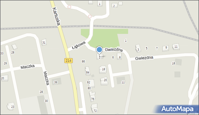 Kościerzyna, Gwiezdna, 2, mapa Kościerzyna