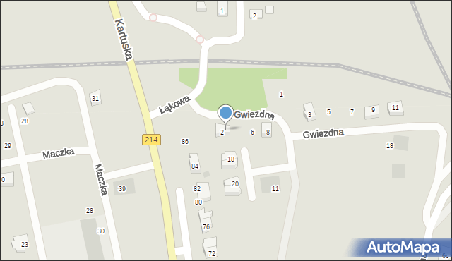 Kościerzyna, Gwiezdna, 4, mapa Kościerzyna