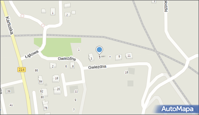 Kościerzyna, Gwiezdna, 5, mapa Kościerzyna