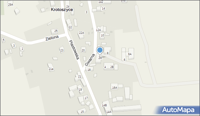 Krotoszyce, Gwarna, 2A, mapa Krotoszyce