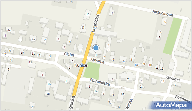 Kunice, Gwarna, 1, mapa Kunice
