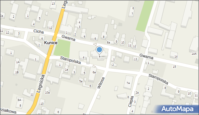 Kunice, Gwarna, 7, mapa Kunice