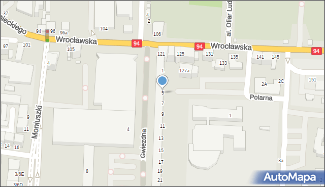 Legnica, Gwiezdna, 5, mapa Legnicy