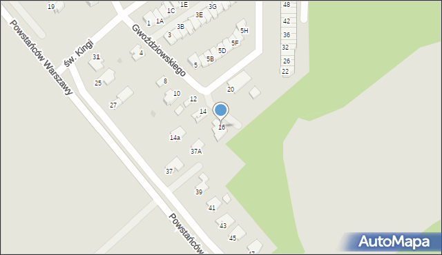 Mielec, Gwoździowskiego, ks., 16, mapa Mielca