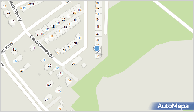 Mielec, Gwoździowskiego, ks., 22, mapa Mielca