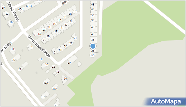 Mielec, Gwoździowskiego, ks., 24, mapa Mielca