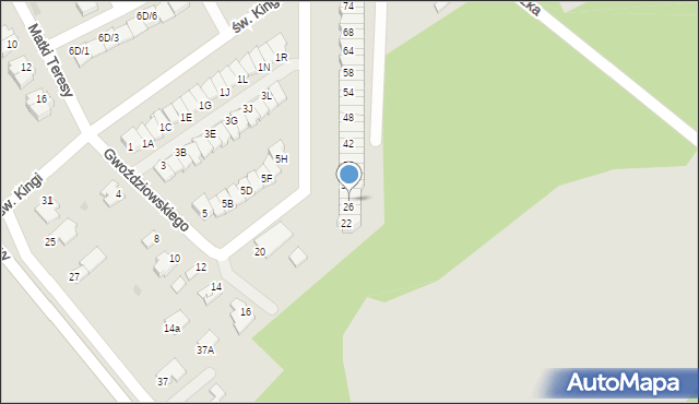 Mielec, Gwoździowskiego, ks., 28, mapa Mielca