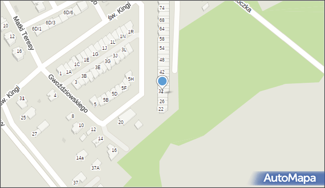 Mielec, Gwoździowskiego, ks., 30, mapa Mielca