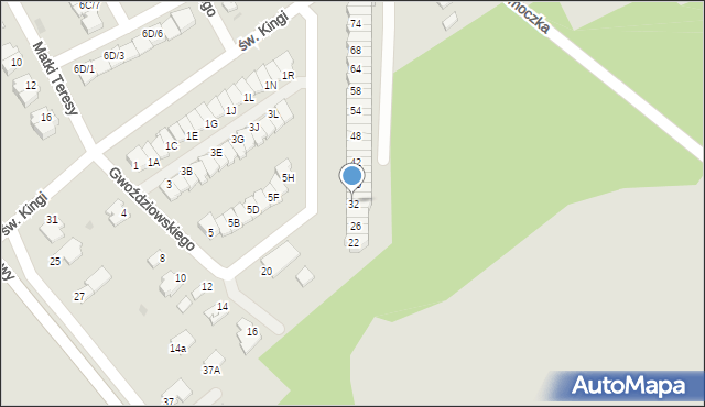 Mielec, Gwoździowskiego, ks., 32, mapa Mielca