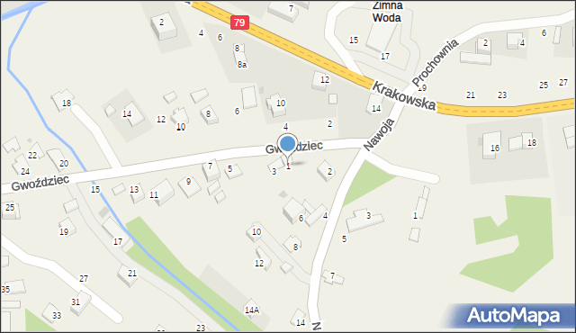 Nawojowa Góra, Gwoździec, 1, mapa Nawojowa Góra