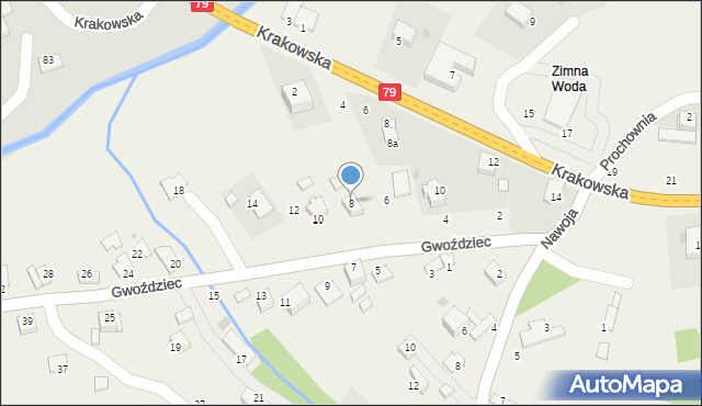 Nawojowa Góra, Gwoździec, 8, mapa Nawojowa Góra