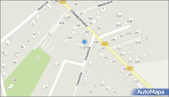 Opole, Gwarków, 2, mapa Opola