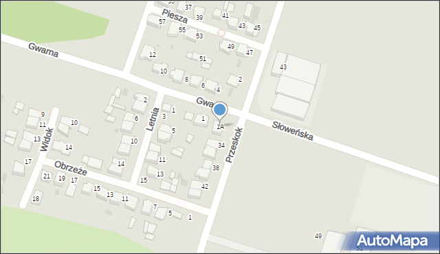 Ostrów Wielkopolski, Gwarna, 1A, mapa Ostrów Wielkopolski