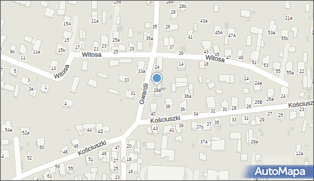 Radzyń Podlaski, Gwardii, 24a, mapa Radzyń Podlaski