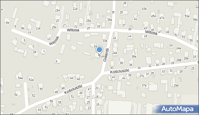 Radzyń Podlaski, Gwardii, 31A, mapa Radzyń Podlaski