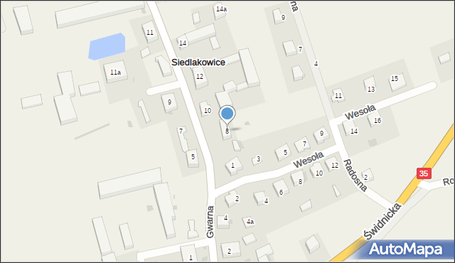 Siedlakowice, Gwarna, 8, mapa Siedlakowice