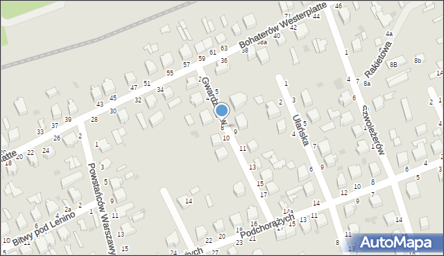 Skierniewice, Gwardzistów, 8, mapa Skierniewic