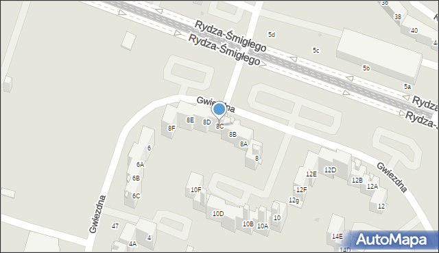 Sosnowiec, Gwiezdna, 8C, mapa Sosnowca