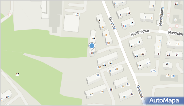 Szczecin, Gwarna, 18, mapa Szczecina