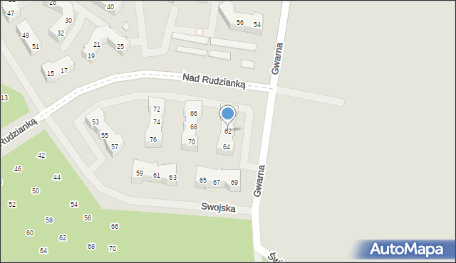 Szczecin, Gwarna, 62, mapa Szczecina