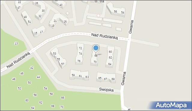 Szczecin, Gwarna, 68, mapa Szczecina