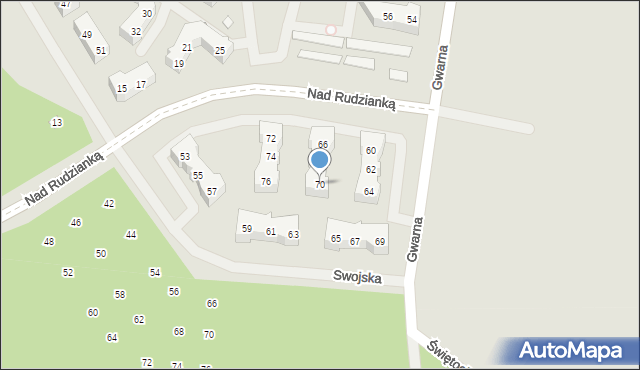 Szczecin, Gwarna, 70, mapa Szczecina