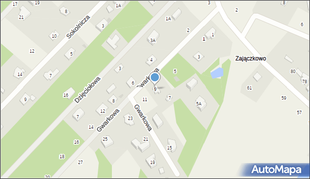 Szczęsne, Gwarkowa, 9, mapa Szczęsne