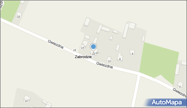 Zabrodzie, Gwiezdna, 12, mapa Zabrodzie