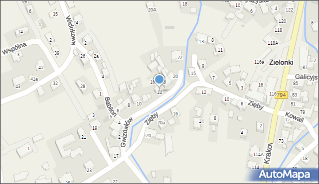 Zielonki, Gwizdałów Józefa i Agaty, 14, mapa Zielonki