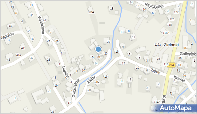 Zielonki, Gwizdałów Józefa i Agaty, 18, mapa Zielonki