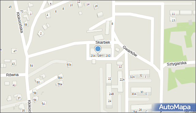 Żory, Gwarków, 20B, mapa Żor