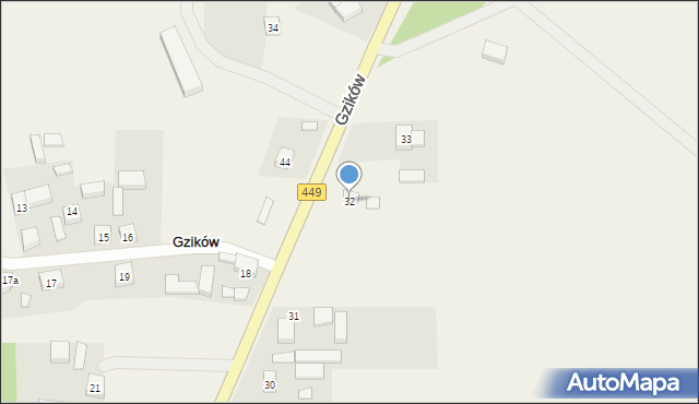 Gzików, Gzików, 32, mapa Gzików