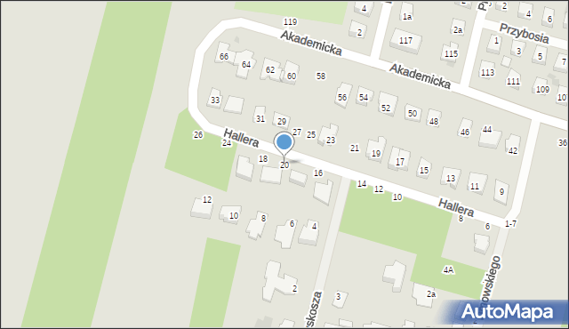 Biała Podlaska, Hallera Józefa, gen., 20, mapa Białej Podlaskiej