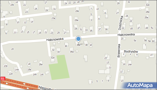 Bielsko-Biała, Hałcnowska, 38a, mapa Bielsko-Białej