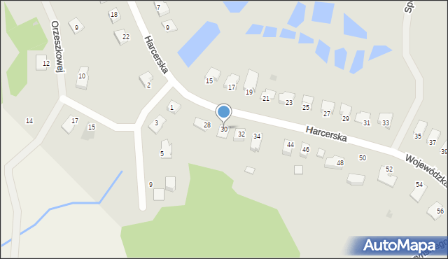 Biskupiec, Harcerska, 30, mapa Biskupiec