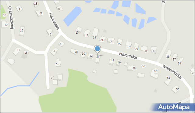 Biskupiec, Harcerska, 34, mapa Biskupiec