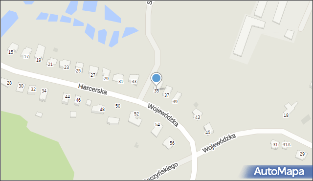 Biskupiec, Harcerska, 35, mapa Biskupiec