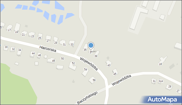 Biskupiec, Harcerska, 37, mapa Biskupiec