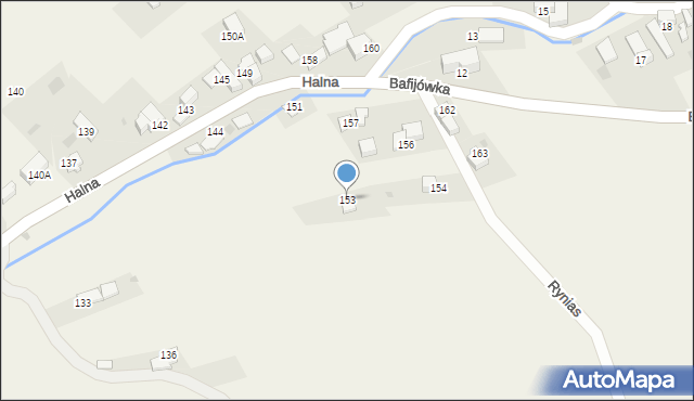 Brzegi, Halna, 153, mapa Brzegi