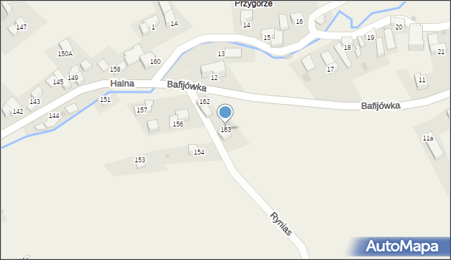 Brzegi, Halna, 163, mapa Brzegi
