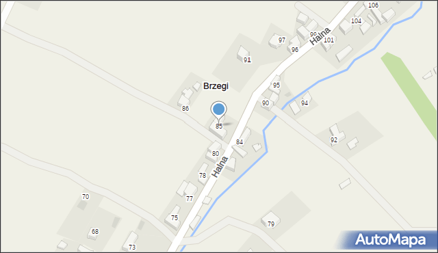 Brzegi, Halna, 85, mapa Brzegi