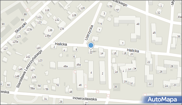 Bydgoszcz, Halicka, 12, mapa Bydgoszczy