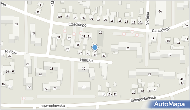 Bydgoszcz, Halicka, 31, mapa Bydgoszczy