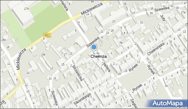 Chełmża, Hallera Józefa, gen., 7, mapa Chełmża