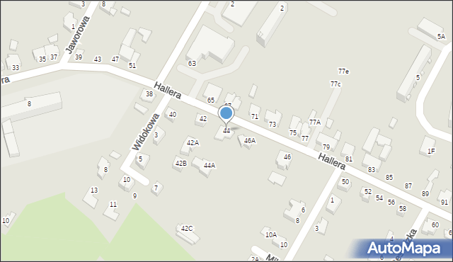 Cieszyn, Hallera Józefa, gen., 44, mapa Cieszyna