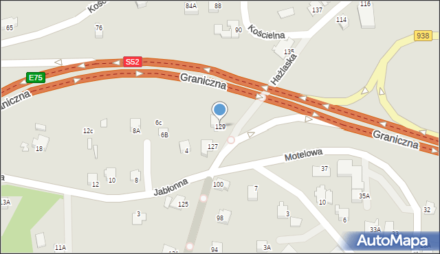 Cieszyn, Hażlaska, 129, mapa Cieszyna