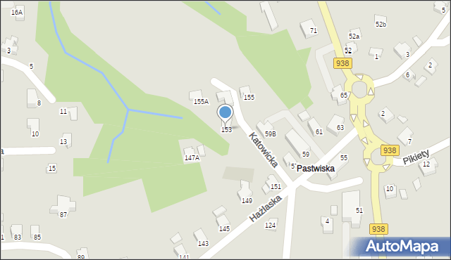 Cieszyn, Hażlaska, 153, mapa Cieszyna