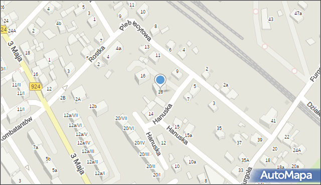 Czerwionka-Leszczyny, Hanuska, ks., 18, mapa Czerwionka-Leszczyny
